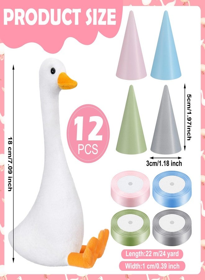 Blueweenly 12 Sets Silly Goose Birthday Decor 1st Adopt a Goose Party Favor Gift 7.1 Inch Stuffed Animal with Mini Party Hat and Ribbon for Christmas Birthday Gift(Cute,Colorful) - Image 3